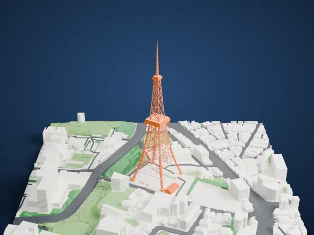 Tokyo Tower model, North view