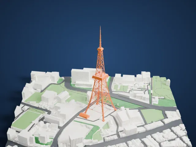 Tokyo Tower model, West view