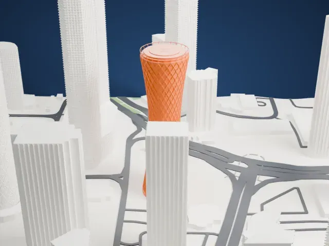 Tornado Tower model, East view