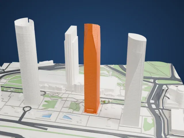 Torre de Cristal model, East view