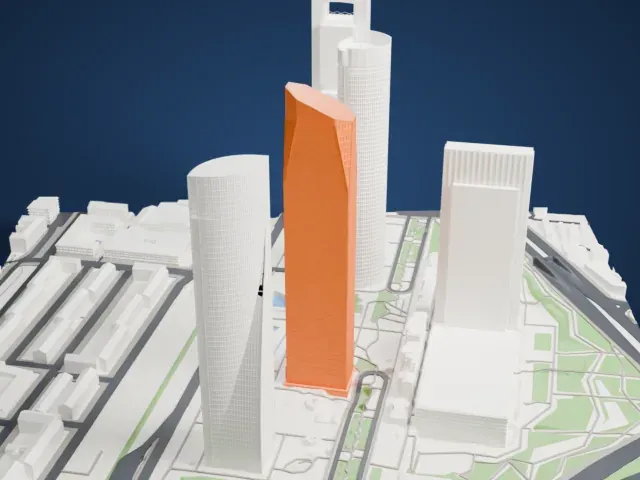Torre de Cristal model, North view