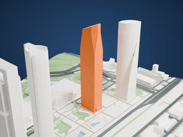 Torre de Cristal model, South view