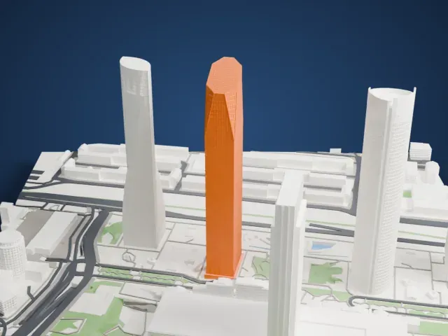 Torre de Cristal model, West view