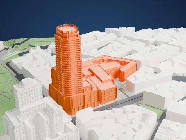 Torre de Madrid model, East view