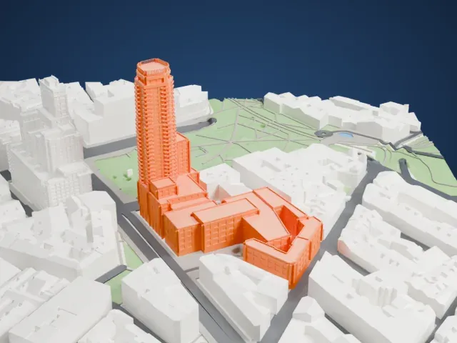 Torre de Madrid model, North view