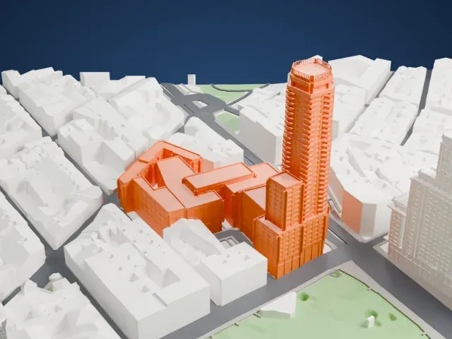 Torre de Madrid model, South view