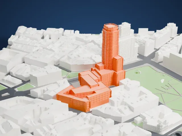 Torre de Madrid model, West view