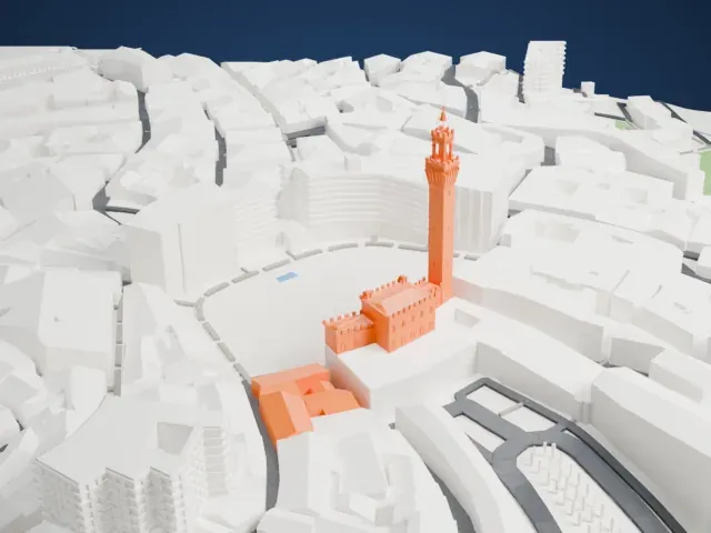 Torre del Mangia model, South view