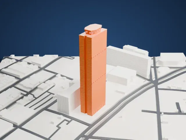 Torre Ejecutiva Pemex model, East view