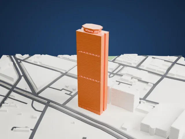 Torre Ejecutiva Pemex model, North view
