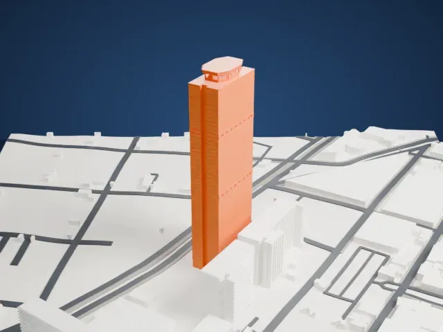 Torre Ejecutiva Pemex model, West view