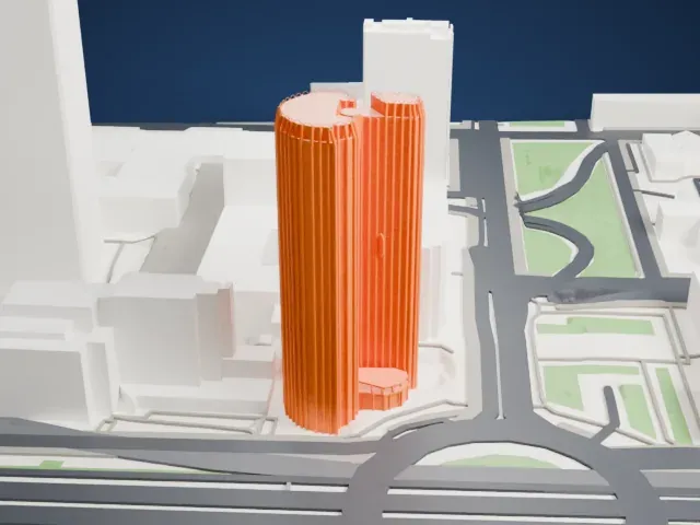 Torre Europa (Madrid) model, East view