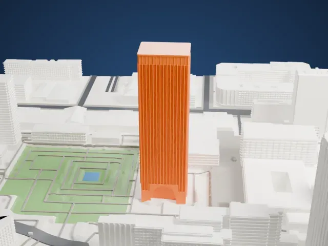 Torre Picasso model, East view