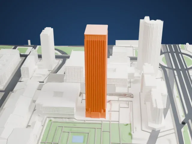 Torre Picasso model, South view