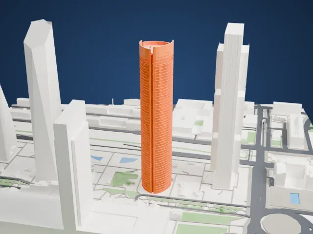 Torre PwC model, West view
