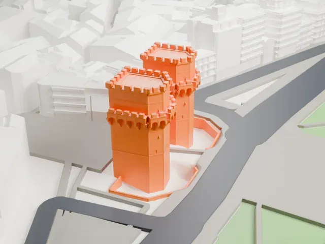 Torres de Serranos model, East view