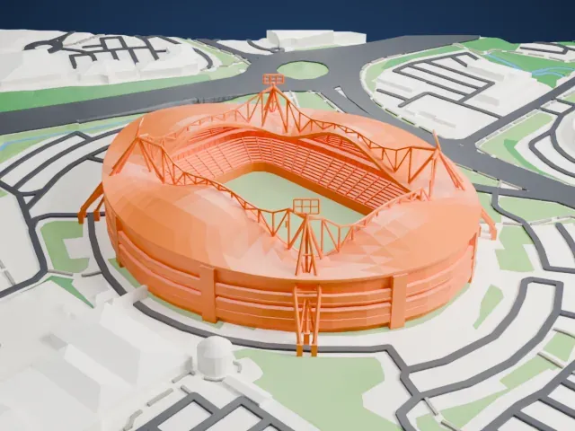 Toughsheet Community Stadium model, North view