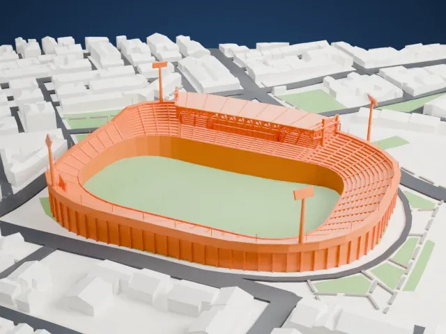 Toumba Stadium model, East view
