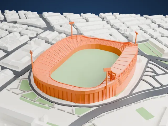 Toumba Stadium model, North view