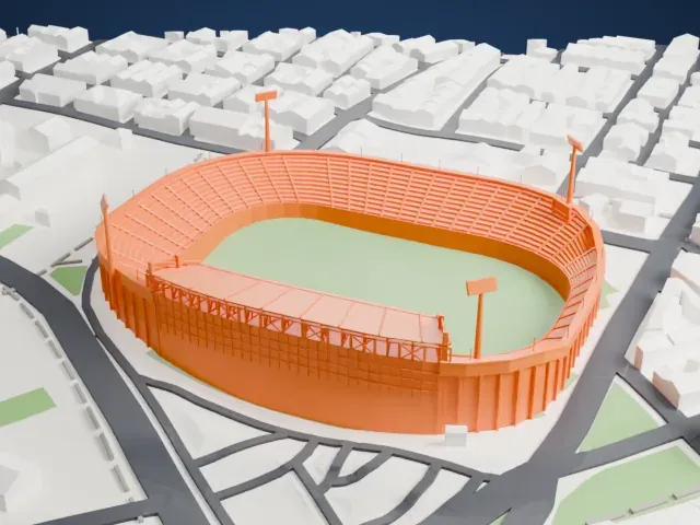 Toumba Stadium model, West view