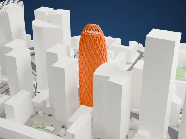 Tour D2 model, South view