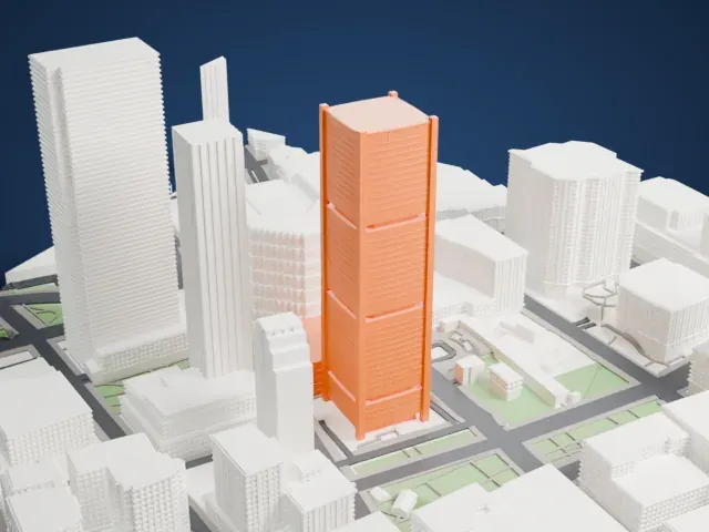 Tour de la Bourse model, East view