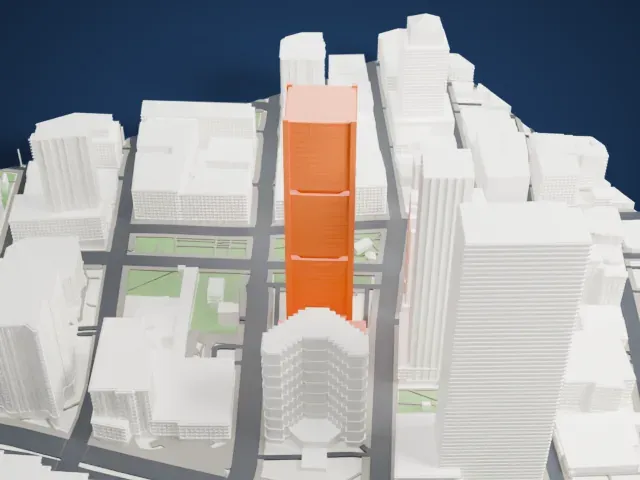 Tour de la Bourse model, South view