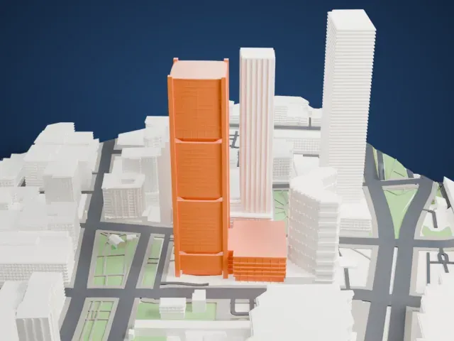 Tour de la Bourse model, West view