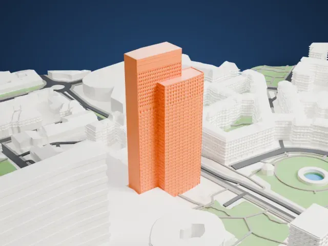 Tour Les Poissons model, North view