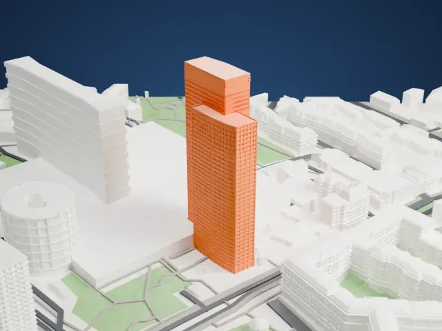 Tour Les Poissons model, West view
