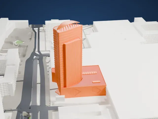 Tour Oxygène model, North view