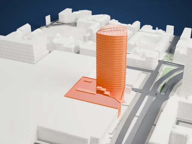 Tour Oxygène model, South view
