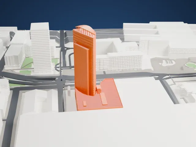 Tour Oxygène model, West view