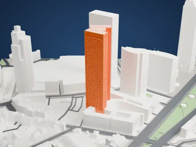 Tower 185 model, East view