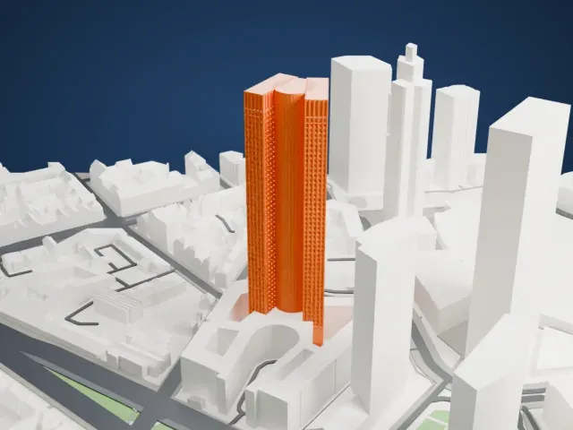 Tower 185 model, North view