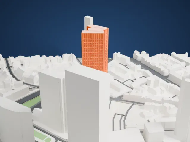 Tower 185 model, West view