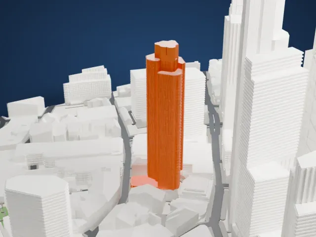 Tower 42 model, South view