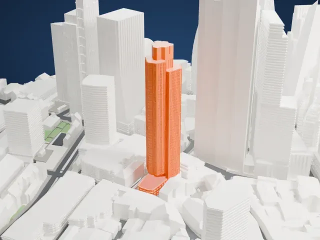 Tower 42 model, West view