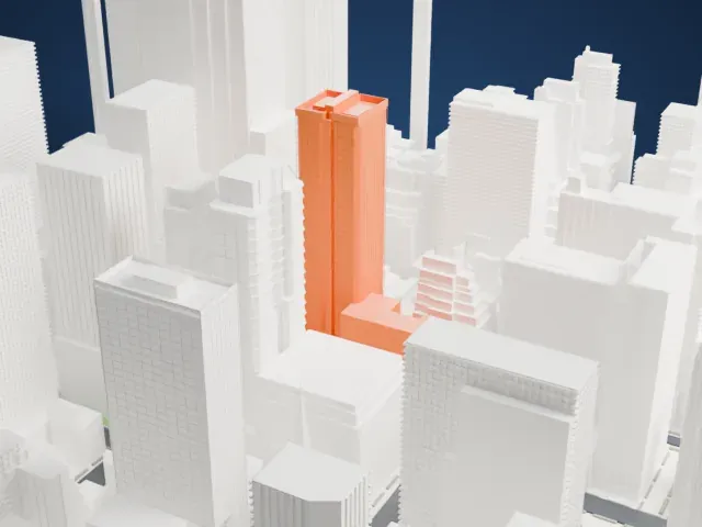 Tower 49 model, North view