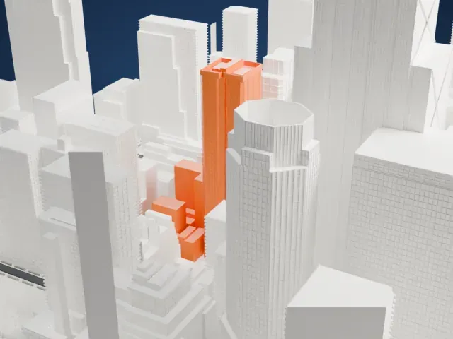 Tower 49 model, South view