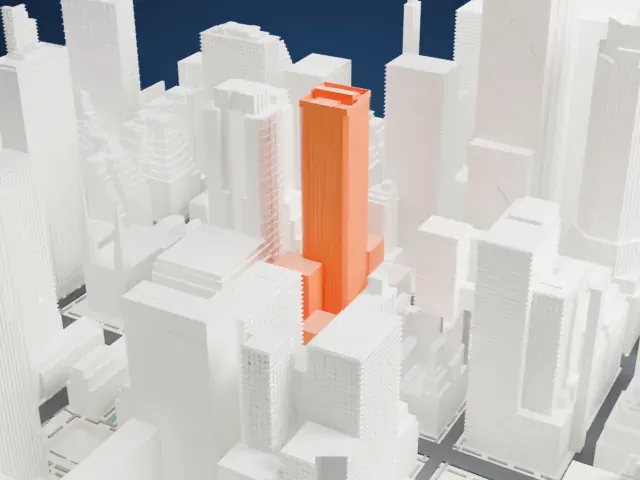 Tower 49 model, West view
