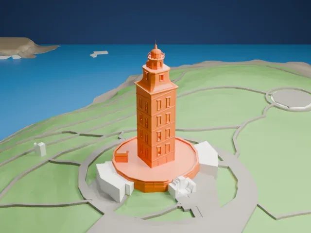 Tower of Hercules model, East view