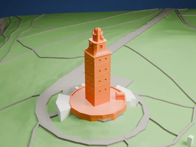 Tower of Hercules model, West view
