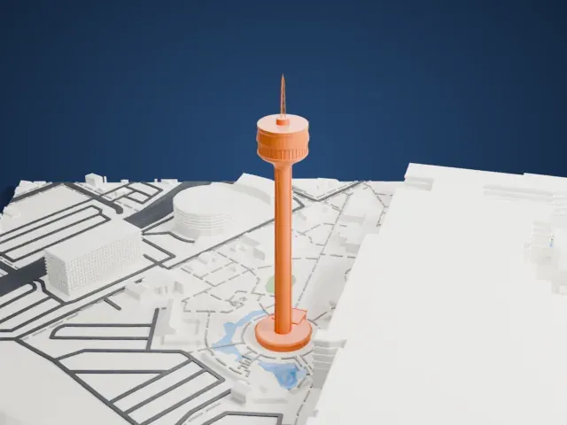 Tower of the Americas model, East view