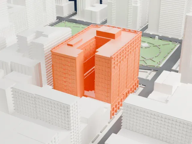 Toy Center model, West view