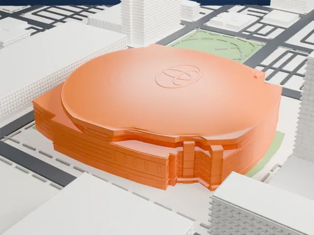 Toyota Center model, East view