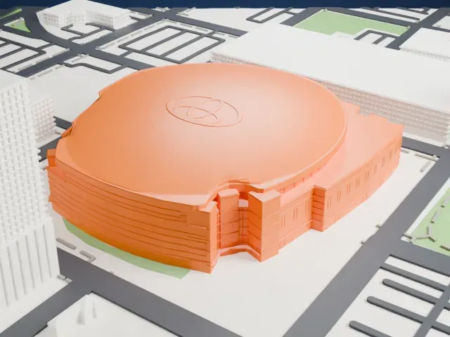 Toyota Center model, North view