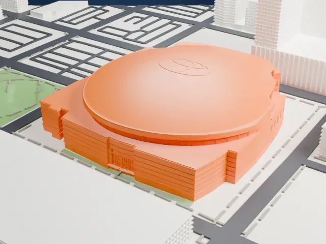 Toyota Center model, South view