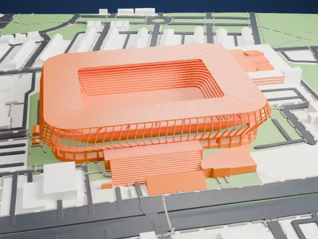 TQL Stadium model, East view