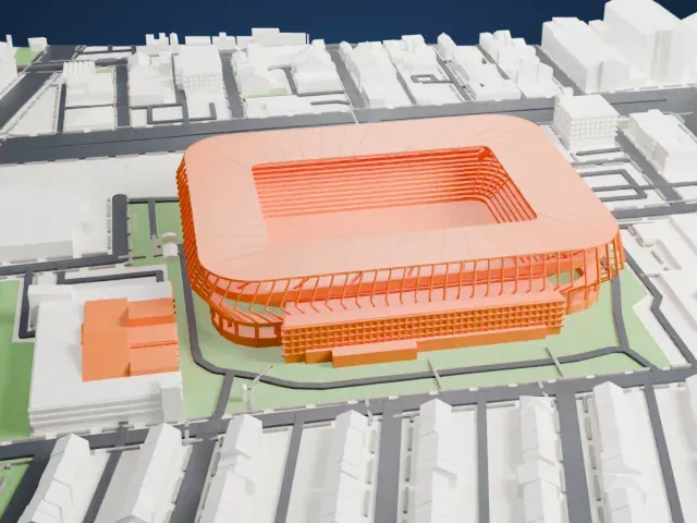 TQL Stadium model, West view